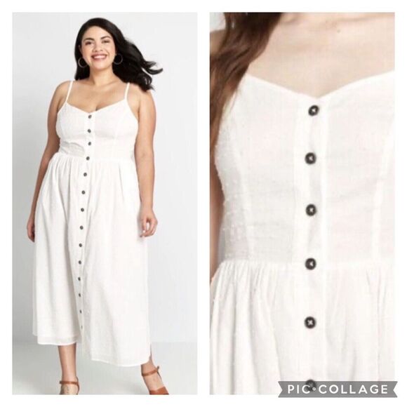 ModCloth White Clearly Charismatic Midi Dress Size 8 - Picture 1 of 8